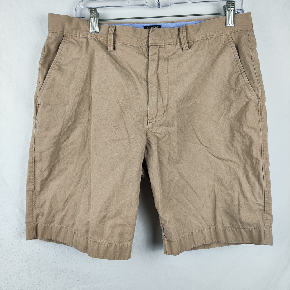 J.Crew Gramercy Shorts Mens 33 Beige Chino Cotton Flat Front Casual Summer